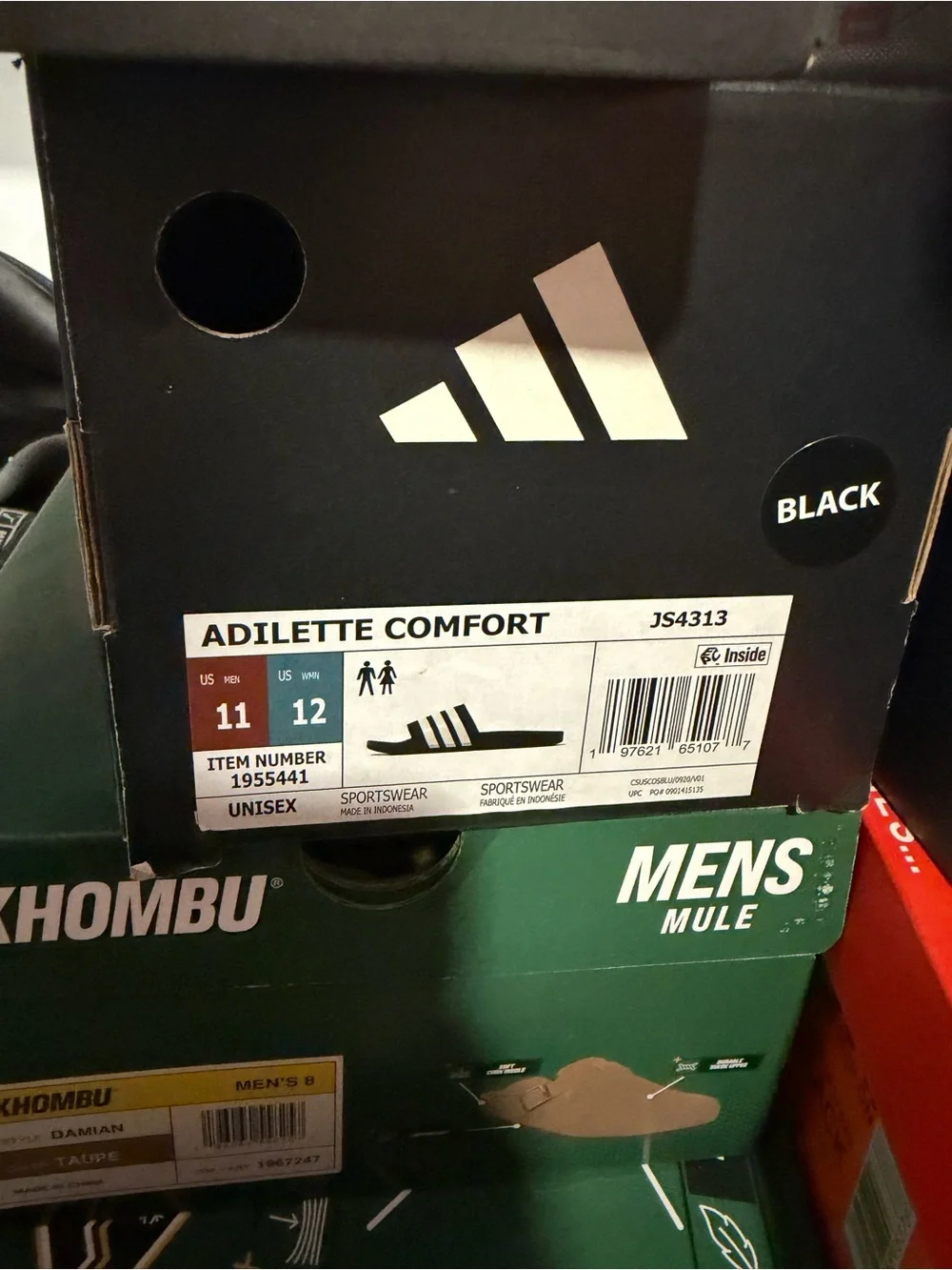 adidas Adilette Comfort Slides Unisex Cushioned Slip On Sandals Mens 11/women 12